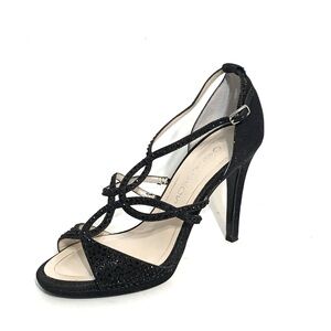 Caparros Nixie Open Toe Special Occasion Strappy Heels Black Shimmer Size 7